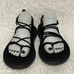 TEVA WOMEN'S VOYA INFINITY Elastic STRAPPY NEW US 8 BLACK STRING SANDALS